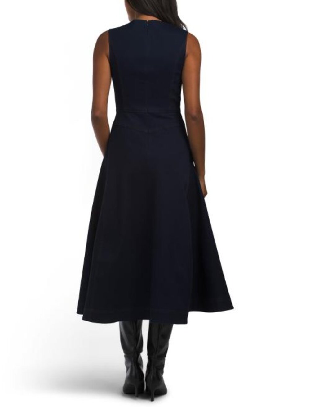 ELIE TAHARI Sleeveless Crew Neck Fit And Flare Midi Dress - Picture 2 of 5